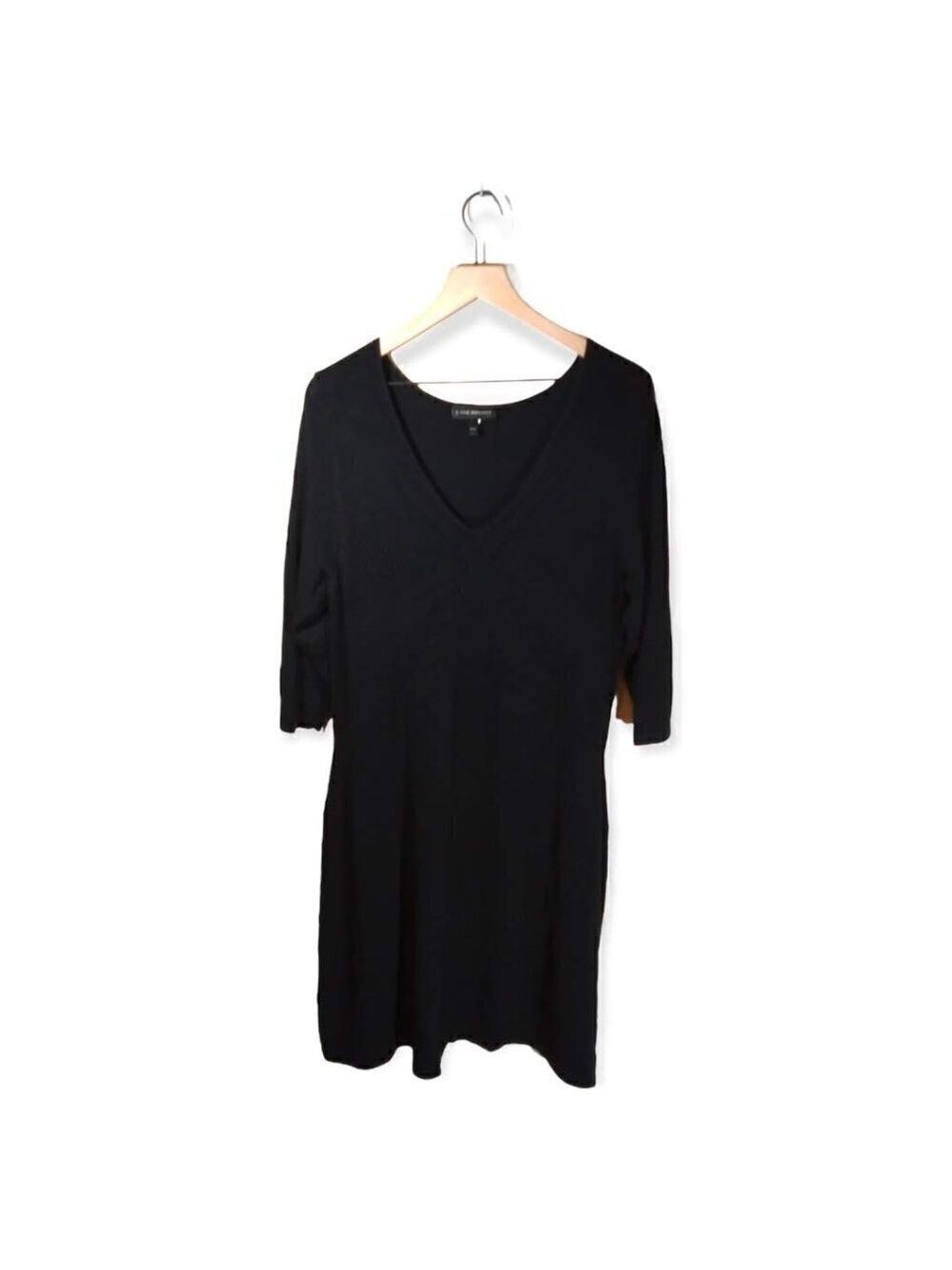 LANE Bryant Black V-Neck Bodycon Knitted Midi Dress Size 14/16